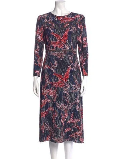 Pre-owned Ports 1961 Printed Midi Length Dress In Blue