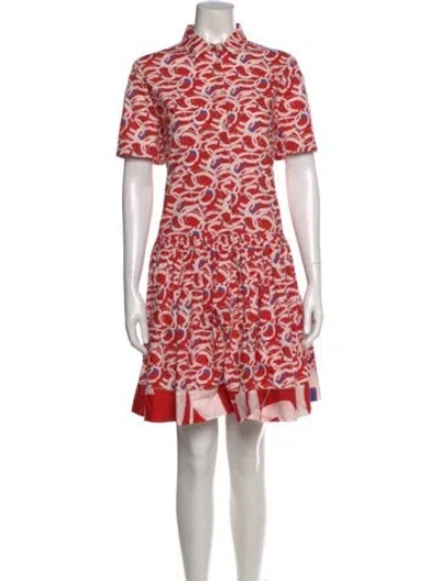 Pre-owned Ports 1961 Printed Mini Dress In Red
