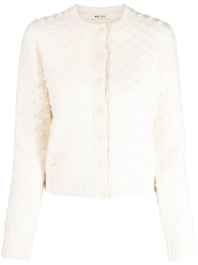 Ports 1961 Round-neck Felted Cardigan In White