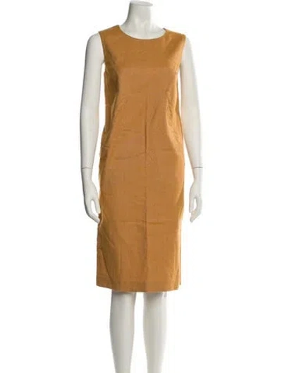 Pre-owned Ports 1961 Scoop Neck Midi Length Dress In Brown