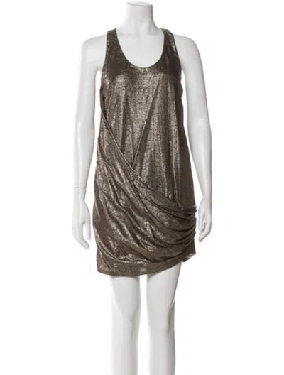 Pre-owned Ports 1961 Scoop Neck Mini Dress In Gold