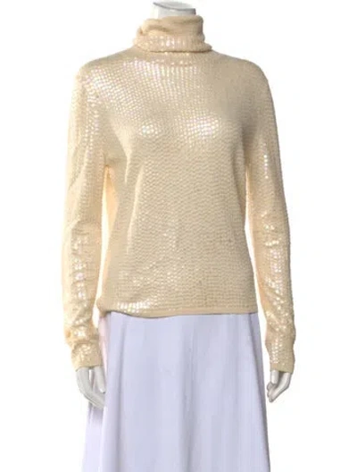 Pre-owned Ports 1961 Sequin Turtleneck Sweater In Neutrals
