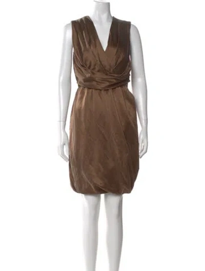 Pre-owned Ports 1961 Silk Knee-length Dress In Brown