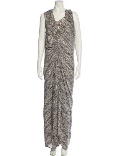 Pre-owned Ports 1961 Silk Long Dress In Multi