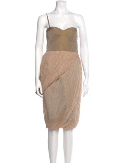 Pre-owned Ports 1961 Silk Midi Length Dress In Neutral