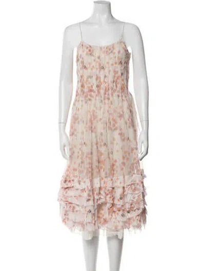 Pre-owned Ports 1961 Silk Midi Length Dress In Pink