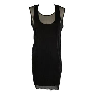 Pre-owned Ports 1961 Size 4 Black Viscose Blend Wrinkled Double Layer Dress