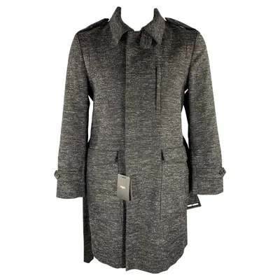 Pre-owned Ports 1961 Size 42 Black White Heather Wool Blend Belted Coat