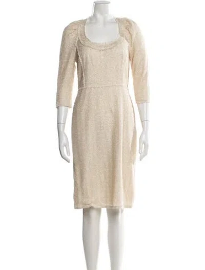 Pre-owned Ports 1961 Square Neckline Knee-length Dress In Metallic/neutrals