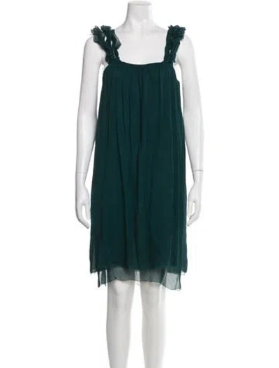 Pre-owned Ports 1961 Square Neckline Mini Dress In Green