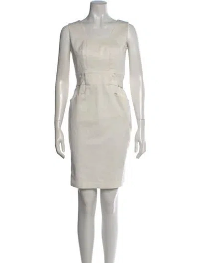 Pre-owned Ports 1961 Square Neckline Mini Dress In Neutral