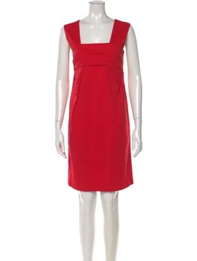 Pre-owned Ports 1961 Square Neckline Mini Dress In Red
