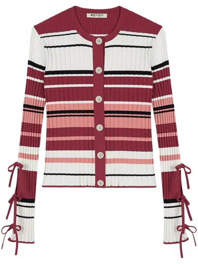 Ports 1961 Striped Bow-detailing Cardigan In 红色