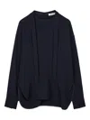 Ports 1961 Tie-neck Curved-hem Blouse In Blue