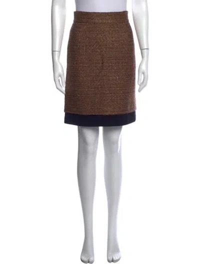 Pre-owned Ports 1961 Tweed Pattern Mini Skirt In Brown