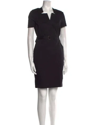 Pre-owned Ports 1961 V-neck Mini Dress In Black