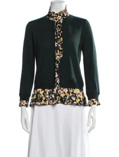 Pre-owned Ports 1961 Wool Floral Print Top In Green