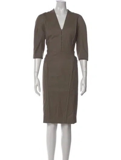 Pre-owned Ports 1961 Wool Knee-length Dress In Brown