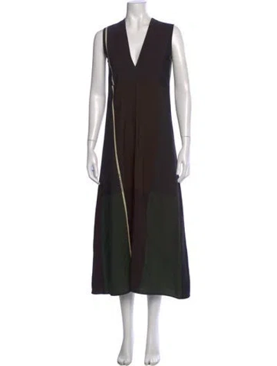 Pre-owned Ports 1961 Wool Midi Length Dress In Black