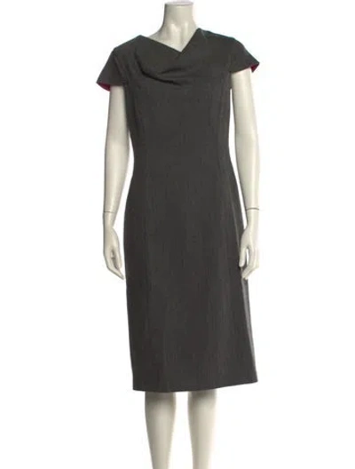 Pre-owned Ports 1961 Wool Midi Length Dress In Gray