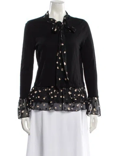 Pre-owned Ports 1961 Wool Mock Neck Blouse In Black