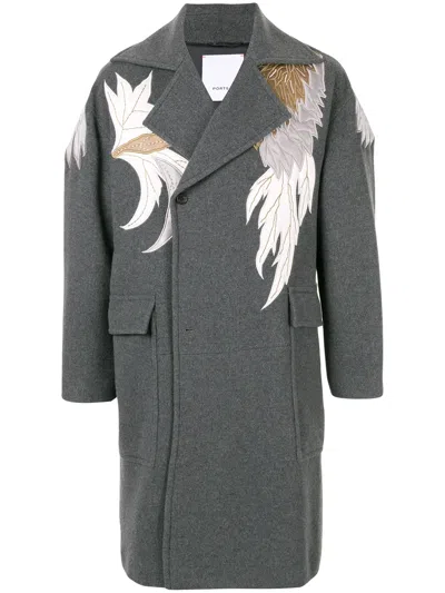 Ports V Appliqué Oversized Coat In Gray