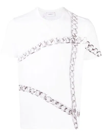 Ports V Chain-link Print T-shirt In White