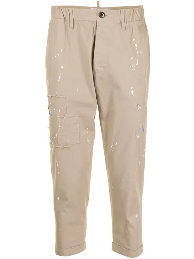 Ports V Cropped Paint Splatter Trousers In Brown