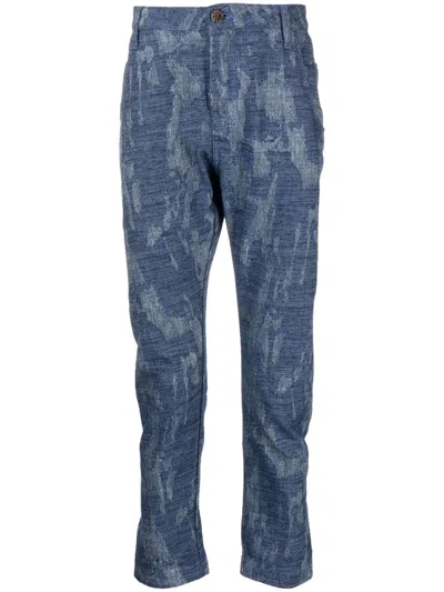 Ports V Distressed-effect Tapered-leg Trousers In Blue