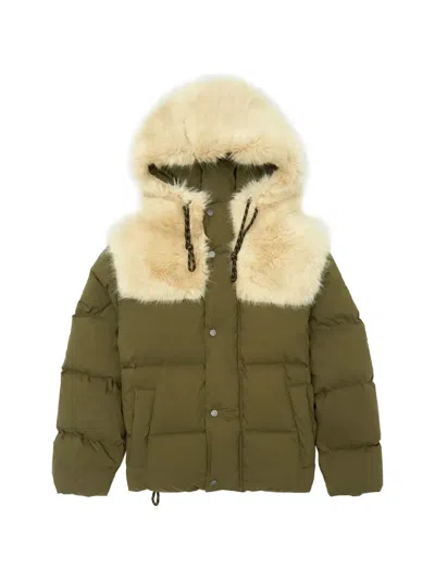 Ports V Faux-fur Trim Puffer Jacket In Green