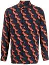 Ports V Floral-print Long-sleeved Shirt In Blue