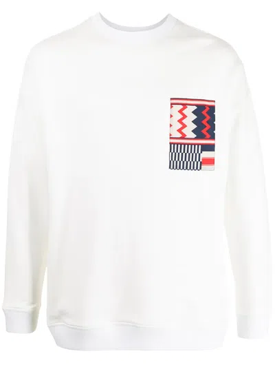Ports V Geometric Detail Sweatshirt In White