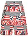Ports V Geometric-print Shorts In White