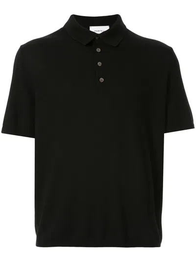 Ports V Knitted Polo Shirt In Black