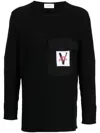 Ports V Logo-patch Crew-neck Jumper In Black
