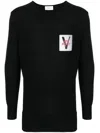 Ports V Logo-patch Crew-neck Jumper In Black