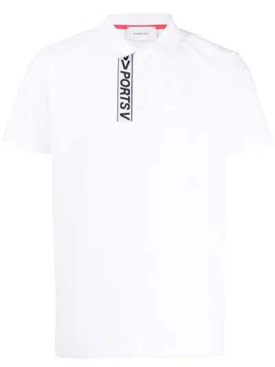 Ports V Poloshirt Mit Logo-streifen In White