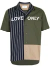 Ports V Love Only Print Panelled Shirt In Green