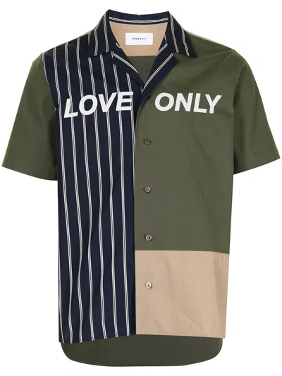 Ports V Love Only Print Panelled Shirt In Green