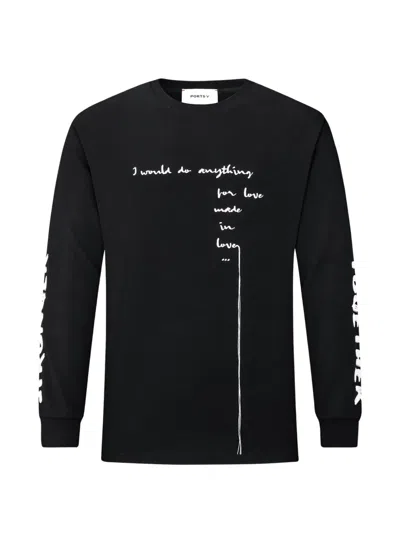 Ports V Slogan-print Long-sleeve Sweatshirt In Black