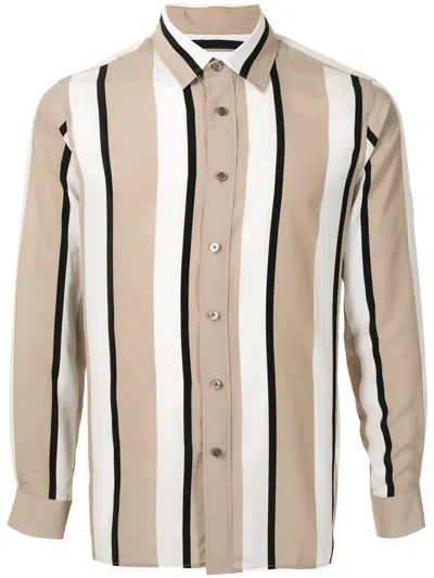 Ports V Vertical Stripe Print Shirt In Neutrals