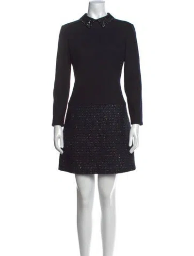 Pre-owned Ports V Wool Mini Dress In Black