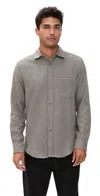 Portuguese Flannel Abstract Pied Poule Button Down Shirt Charcoal In Gray
