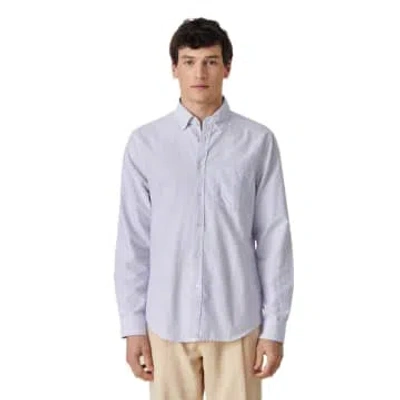 Portuguese Flannel Belavista Classic Stripe Shirt Lavender In Blue