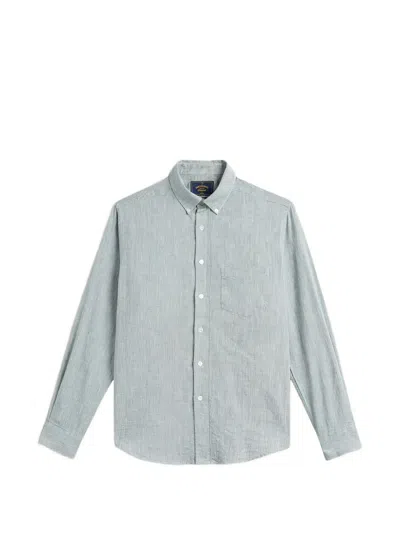 Portuguese Flannel Button-down Collar Chest-pocket Shirt In Blue
