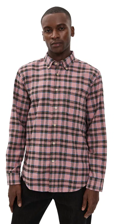 Portuguese Flannel Cais Cotton Plaid Button Down Shirt Multi Color In Pink