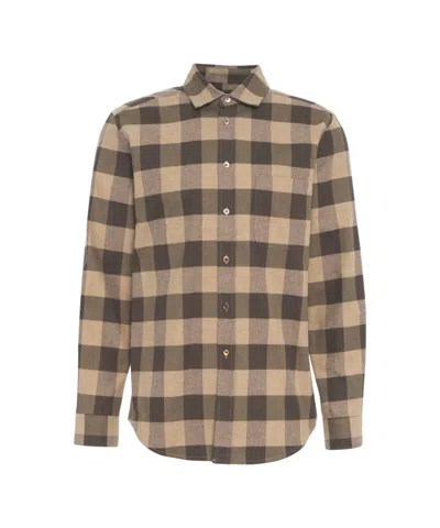 Portuguese Flannel Checkered Shirt In Brown