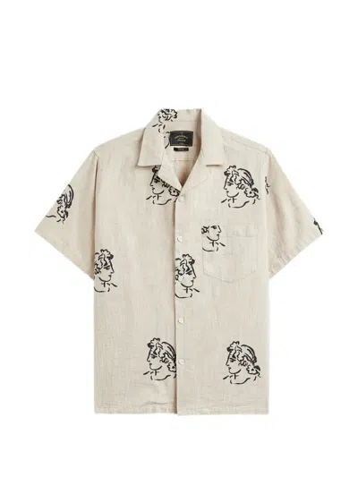 Portuguese Flannel Conimbriga Graphic-print Short-sleeve Cotton Shirt In Neutral