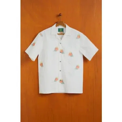 Portuguese Flannel Embroidery Bouquet Shirt In White