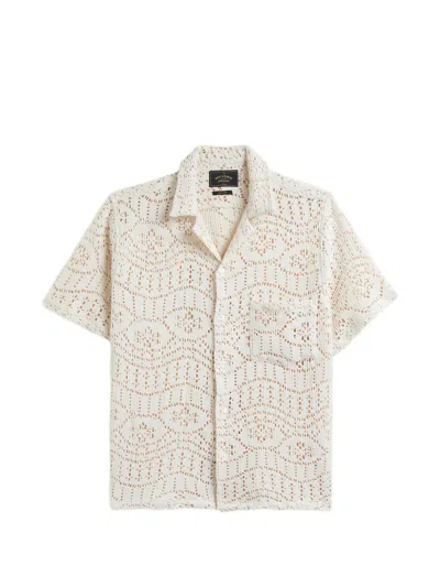 Portuguese Flannel Eye Crochet-knit Short-sleeve Shirt In Neutral